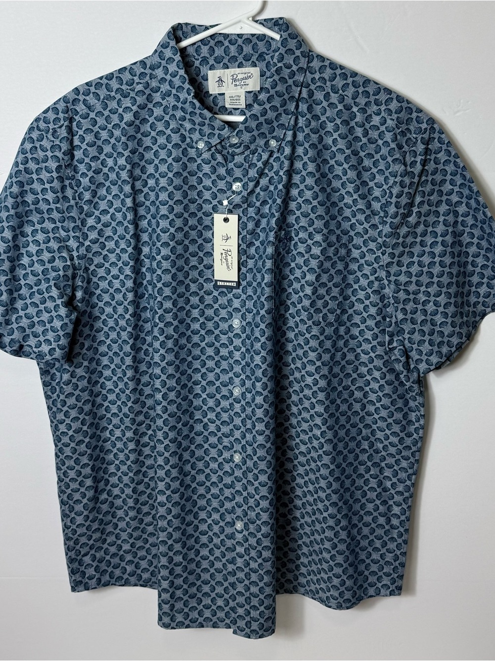 Original Penguin Men's Short-Sleeve Button-Down Shirt - Navy Pattern